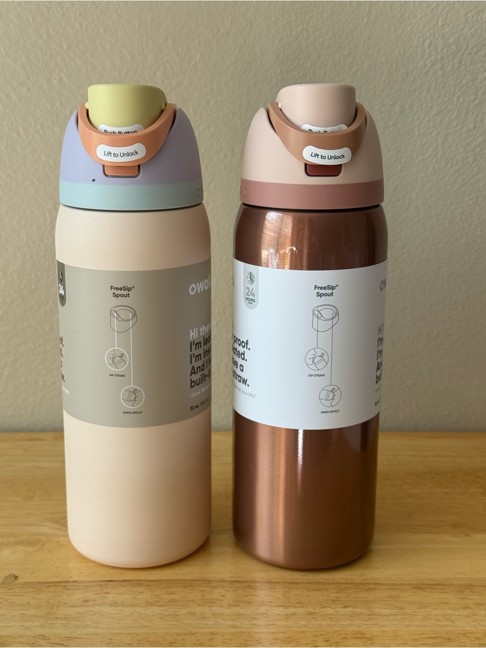 Owala FreeSip 32oz Water Bottle Lot of 2 Sandy Shores Brown New - Picture 2 of 3